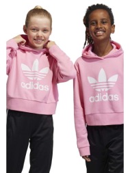 παιδική μπλούζα adidas originals χρώμα: ροζ, με κουκούλα κύριο υλικό: 70% βαμβάκι, 30% ανακυκλωμένος