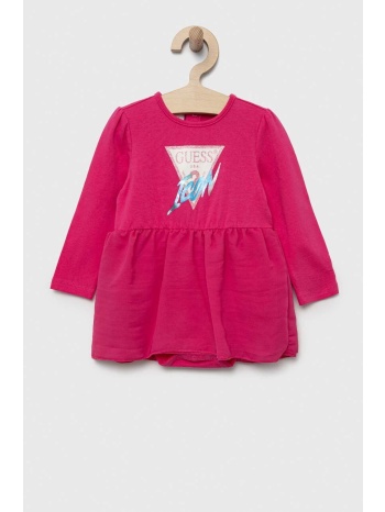 φόρεμα μωρού guess χρώμα ροζ υλικό 1 95% βαμβάκι, 5%