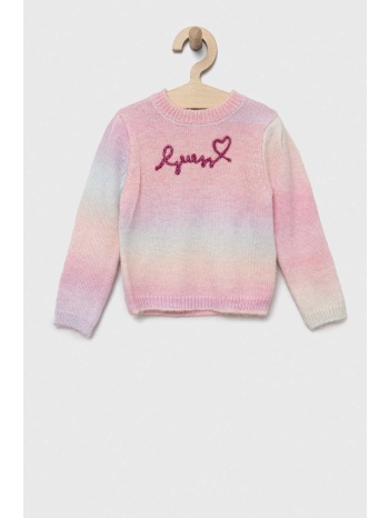 παιδικό πουλόβερ από μείγμα μαλλιού guess χρώμα ροζ 50%