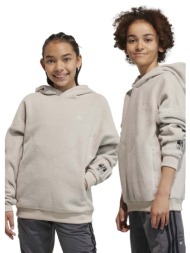 παιδική μπλούζα adidas originals χρώμα: μπεζ, με κουκούλα 100% ανακυκλωμένος πολυεστέρας