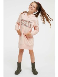 παιδικό βαμβακερό φόρεμα guess χρώμα: ροζ κύριο υλικό: 100% βαμβάκι
φόδρα κουκούλας: 100% πολυεστέρα
