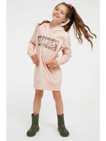 παιδικό βαμβακερό φόρεμα guess χρώμα ροζ κύριο υλικό 100%