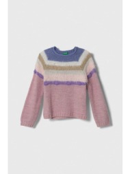 παιδικό πουλόβερ από μείγμα μαλλιού united colors of benetton χρώμα: ροζ 45% ακρυλικό, 32% νάιλον, 1