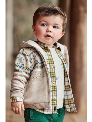 μπλούζα μωρού mayoral χρώμα μπεζ, με κουκούλα 60% βαμβάκι