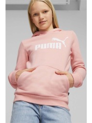 παιδική μπλούζα puma ess logo hoodie fl g χρώμα: ροζ, με κουκούλα κύριο υλικό: 66% βαμβάκι, 34% πολυ