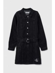 παιδικό φόρεμα τζιν calvin klein jeans χρώμα: μαύρο 100% βαμβάκι