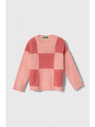 παιδικό πουλόβερ από μείγμα μαλλιού united colors of benetton χρώμα: ροζ 75% ακρυλικό, 25% μαλλί