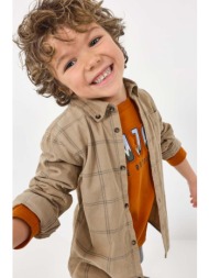 παιδικό βαμβακερό πουκάμισο mayoral χρώμα: μπεζ 100% βαμβάκι