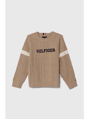 παιδικό πουλόβερ tommy hilfiger χρώμα μπεζ 60% βαμβάκι