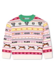 παιδικό πουλόβερ από μείγμα μαλλιού kenzo kids χρώμα: μπεζ 79% βαμβάκι, 10% βισκόζη, 7% πολυαμίδη, 4