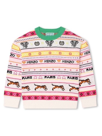 παιδικό πουλόβερ από μείγμα μαλλιού kenzo kids χρώμα μπεζ