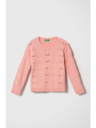 παιδικό πουλόβερ united colors of benetton χρώμα: ροζ 100% πολυεστέρας