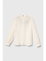 παιδικό βαμβακερό πουκάμισο tommy hilfiger χρώμα: μπεζ 100% βαμβάκι
