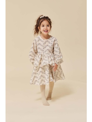παιδικό βαμβακερό φόρεμα konges sløjd χρώμα μπεζ 100%