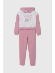 παιδική βαμβακερή αθλητική φόρμα guess χρώμα: ροζ 100% βαμβάκι