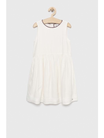 παιδικό φόρεμα tommy hilfiger χρώμα άσπρο, 100% βισκόζη
