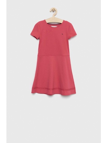 παιδικό φόρεμα tommy hilfiger χρώμα ροζ, 72% πολυεστέρας