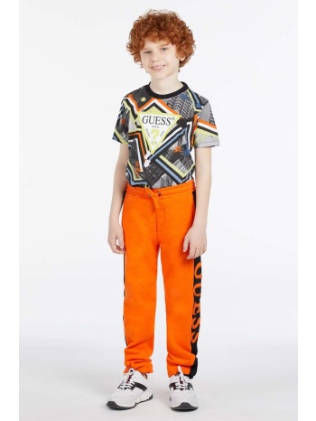 παιδικό βαμβακερό παντελόνι guess χρώμα πορτοκαλί 100%