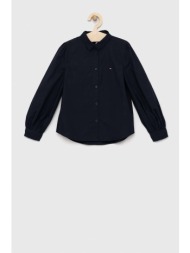 παιδικό βαμβακερό πουκάμισο tommy hilfiger χρώμα: ναυτικό μπλε 100% βαμβάκι