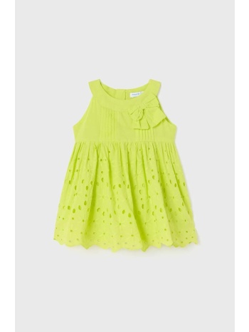 παιδικό βαμβακερό φόρεμα mayoral χρώμα πράσινο 100% βαμβάκι