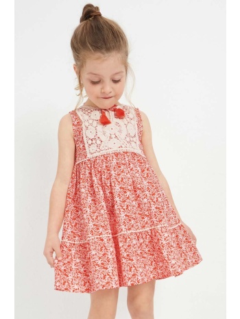 παιδικό βαμβακερό φόρεμα mayoral χρώμα πορτοκαλί 100%