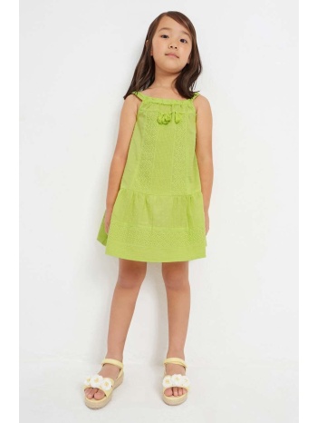 παιδικό βαμβακερό φόρεμα mayoral χρώμα πράσινο 100% βαμβάκι