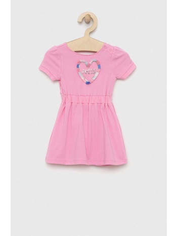φόρεμα μωρού guess χρώμα ροζ 95% βαμβάκι, 5% σπαντέξ