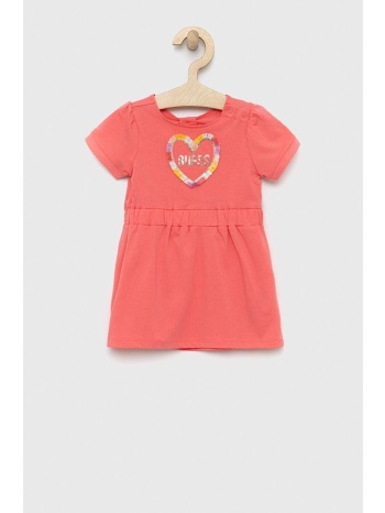 φόρεμα μωρού guess χρώμα ροζ 95% βαμβάκι, 5% σπαντέξ