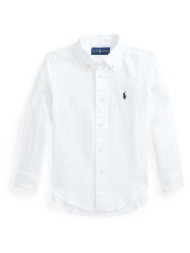 παιδικό λινό πουκάμισο polo ralph lauren χρώμα: άσπρο 100% λινάρι