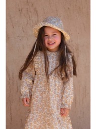 παιδικό βαμβακερό φόρεμα konges sløjd χρώμα: μπεζ 100% βαμβάκι