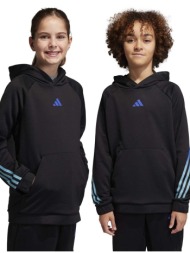 παιδική μπλούζα adidas χρώμα: μαύρο, με κουκούλα 100% ανακυκλωμένος πολυεστέρας