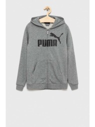 παιδική μπλούζα puma ess big logo fz hoodie tr b χρώμα: γκρι, με κουκούλα κύριο υλικό: 68% βαμβάκι, 