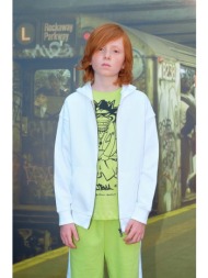 παιδική βαμβακερή μπλούζα sisley χρώμα: άσπρο, με κουκούλα κύριο υλικό: 100% βαμβάκι
προσθήκη: 96% β