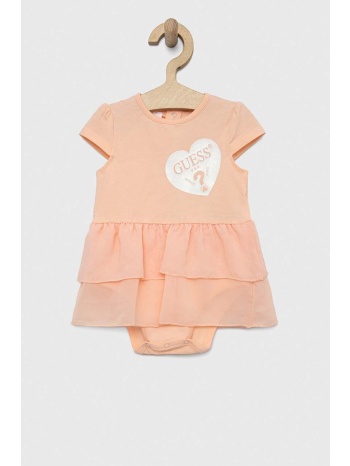 φόρεμα μωρού guess χρώμα πορτοκαλί 95% βαμβάκι, 5% σπαντέξ