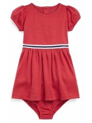 φόρεμα μωρού polo ralph lauren χρώμα: κόκκινο βαμβάκι, σπαντέξ, πολυεστέρας, βισκόζη