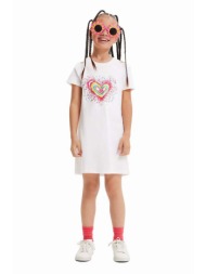 παιδικό βαμβακερό φόρεμα desigual χρώμα: άσπρο 100% βαμβάκι