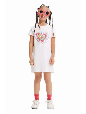 παιδικό βαμβακερό φόρεμα desigual χρώμα άσπρο 100% βαμβάκι