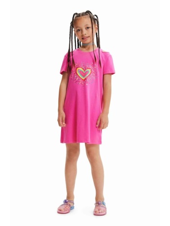 παιδικό βαμβακερό φόρεμα desigual χρώμα ροζ 100% βαμβάκι