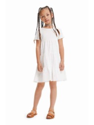 παιδικό φόρεμα desigual χρώμα: άσπρο 70% βαμβάκι, 15% πολυεστέρας, 13% βισκόζη, 2% σπαντέξ