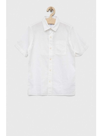 παιδικό λινό πουκάμισο gap χρώμα άσπρο 55% λινάρι, 45%