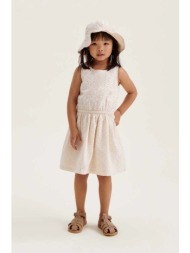 παιδικό βαμβακερό φόρεμα liewood χρώμα: μπεζ 100% οργανικό βαμβάκι