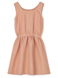 παιδικό φόρεμα liewood χρώμα: μπεζ 55% οργανικό βαμβάκι, 45% λινάρι