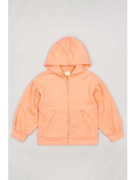 παιδική βαμβακερή μπλούζα zippy χρώμα: πορτοκαλί, με κουκούλα 100% βαμβάκι