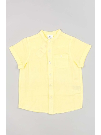 παιδικό πουκάμισο από λινό μείγμα zippy χρώμα κίτρινο 56%