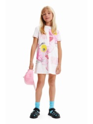 παιδικό βαμβακερό φόρεμα desigual χρώμα: άσπρο 100% βαμβάκι