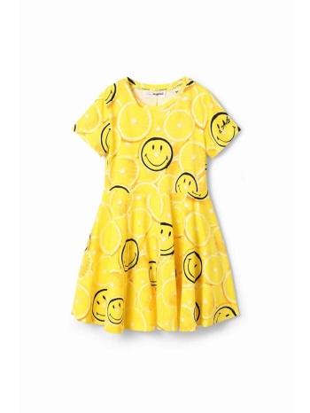 παιδικό βαμβακερό φόρεμα desigual χρώμα κίτρινο 100%