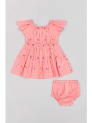 παιδικό βαμβακερό φόρεμα zippy χρώμα: ροζ 100% βαμβάκι