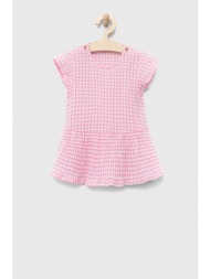 βρεφικό βαμβακερό φόρεμα united colors of benetton χρώμα: ροζ 100% βαμβάκι