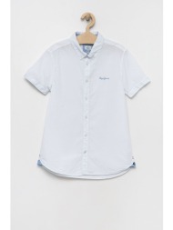 παιδικό βαμβακερό πουκάμισο pepe jeans misterton χρώμα: άσπρο 100% βαμβάκι