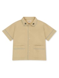 παιδικό βαμβακερό πουκάμισο konges sløjd χρώμα: μπεζ 100% οργανικό βαμβάκι